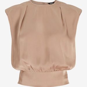 Express Satin padded shoulder banded bottom top